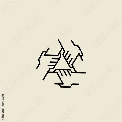 teamwork unity logo design with three hand concept vector illustration 3