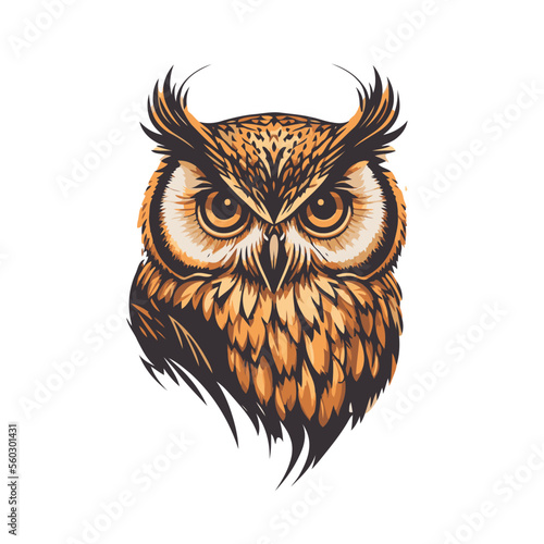 Owl face head vector design illustration for logo mascot t shirt design template