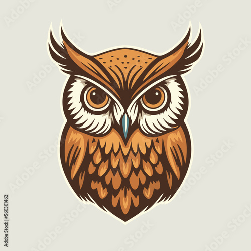 Owl face head vector design illustration for logo mascot t shirt design template