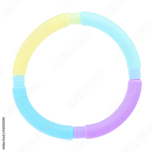 Pop tube isolated on a white background. A popular, sensory antistress toy. Corrugated tube for children. A new trend. Stress relief concept © LesdaMore