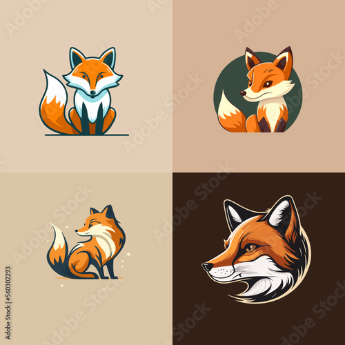 fox head logo minimal modern icon flat vector style