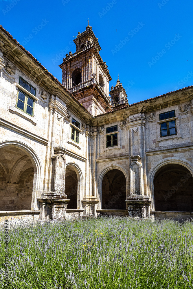 Fototapeta premium Courtyard of the monastery of Oseira at Ourense, Galicia, Spain. Monasterio de Santa Maria la Real de Oseira
