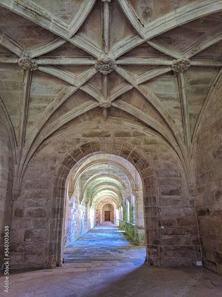 Interior of the monastery of Oseira at Ourense, Galicia, Spain. Monasterio de Santa Maria la Real de Oseira