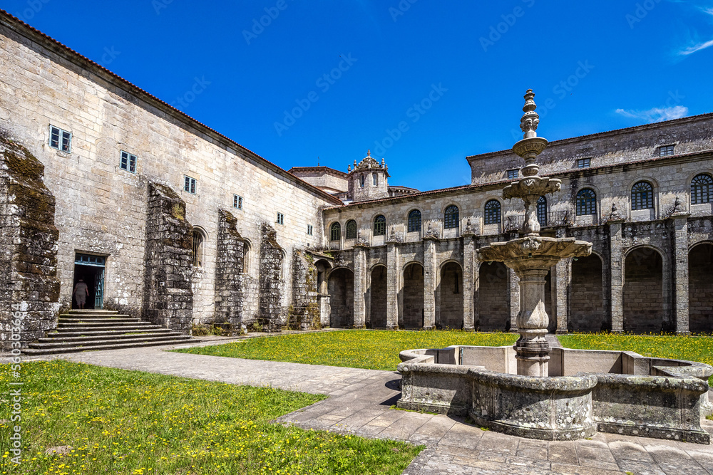 Courtyard of the monastery of Oseira at Ourense, Galicia, Spain. Monasterio de Santa Maria la Real de Oseira