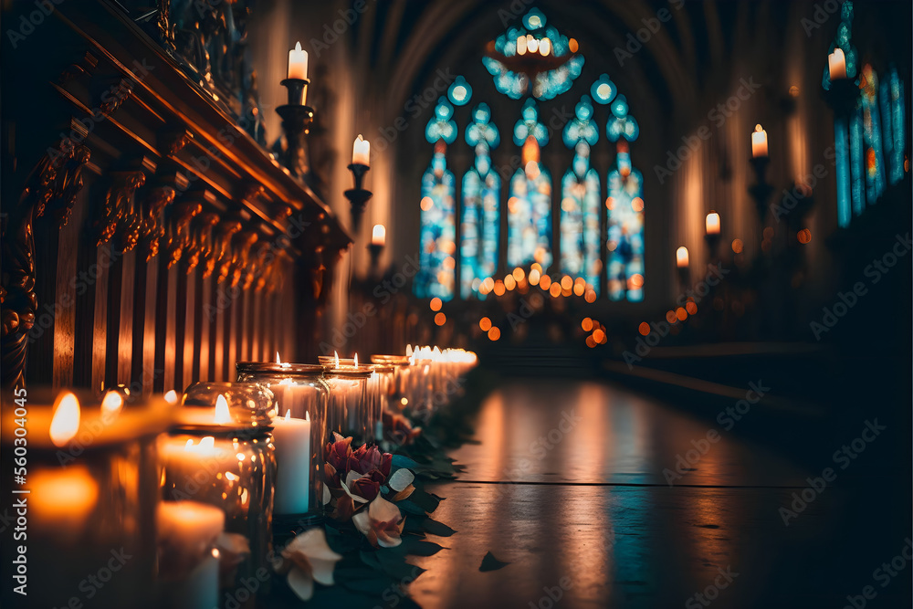 Candles inside a church photograph,  Candlemas day, background for candlemas day 