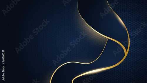 Modern abstract navy and gold background vector. Elegant concept design with golden line.