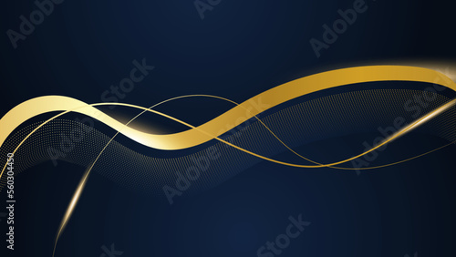Modern abstract navy and gold background vector. Elegant concept design with golden line.