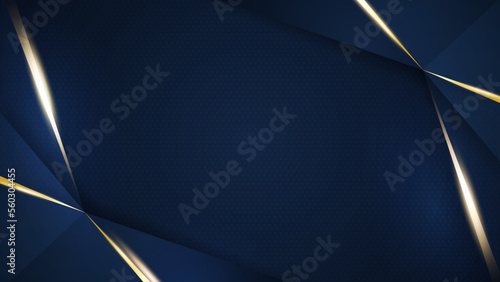 Modern abstract navy and gold background vector. Elegant concept design with golden line.