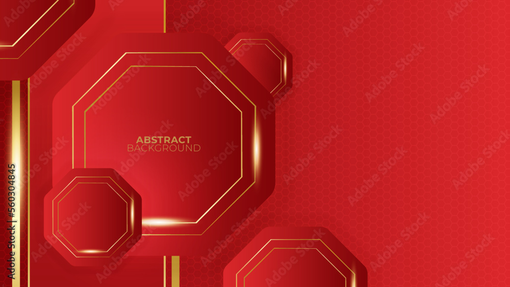 Abstract red and gold lines luxury background
