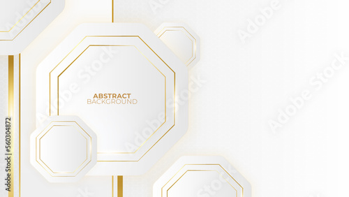 Abstract white and gold lines luxury background