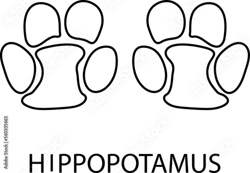 Hippopotamus paw print illustration on white background..eps