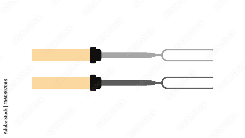 Marshmallow fork or Telescoping extendable roasting fork, simple color flat icon, isolated on white background. Vector illustration in trendy style. Editable graphic resources for many purposes. 