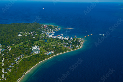 aerial view of mackinac island