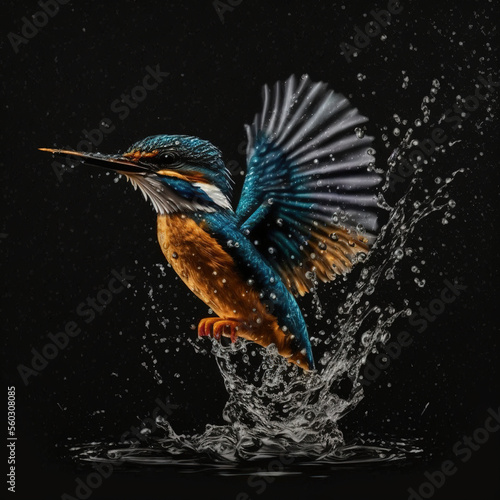 Kingfisher Splash,AI Art © Noonan Arts