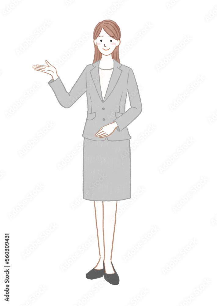 案内をする スーツ姿の女性 全身 案内をする スーツ姿の女性 全身