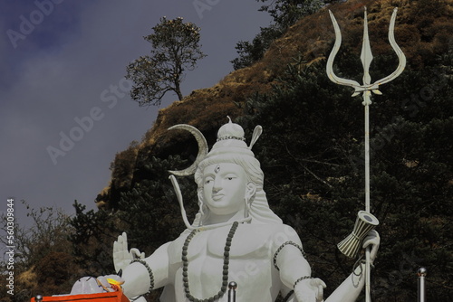 beautiful statue of lord shiva or mahadev or shankara on the himalaya mountains, near india china border (LAC) close to doklam, sikkim in india photo