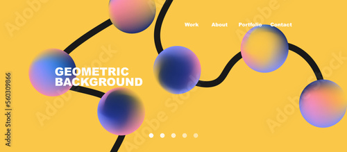 Network concept, line points connections geometric landing page background.