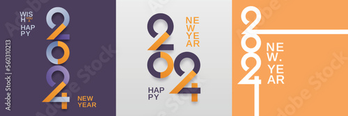 Set of 2024 new year square template for calendar, poster, banner, greeting card, cover and media post template