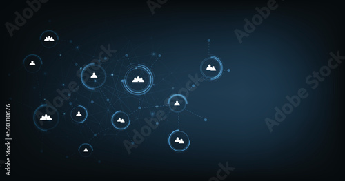 Business social network and interaction concept. illustration of a network that interacts with people who want to want each other by dot and line. 