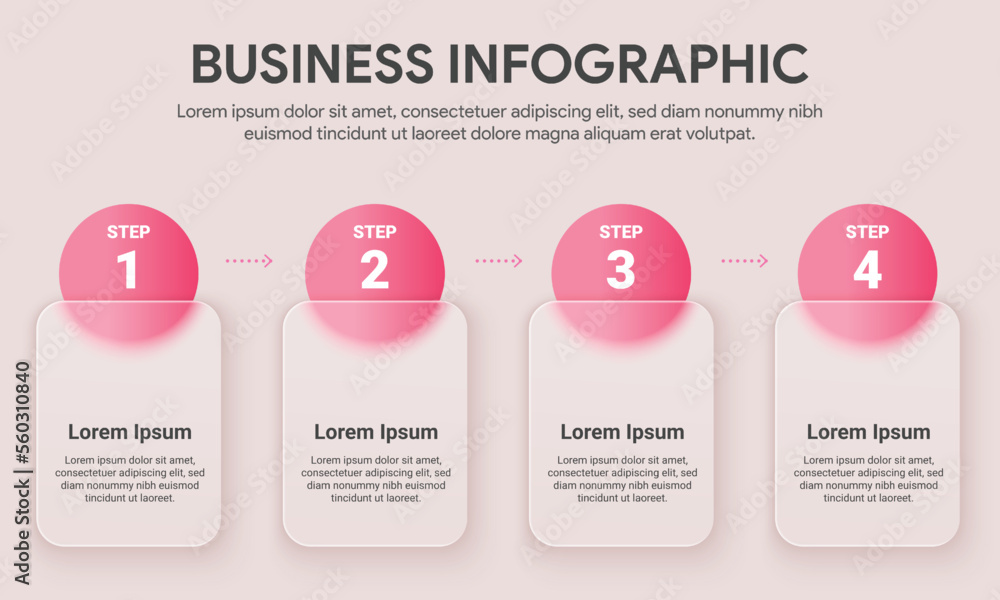 the golden business buttons charts with four timeline... 4 step business process timeline infographics. Pink Circle curve shape ...