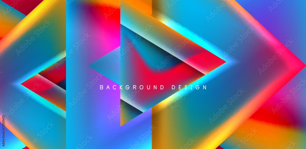 Fototapeta premium Futuristic triangle vector abstract background with colorful fluid gradients