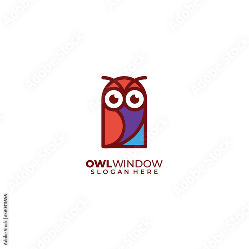 owl window design colorful template logo