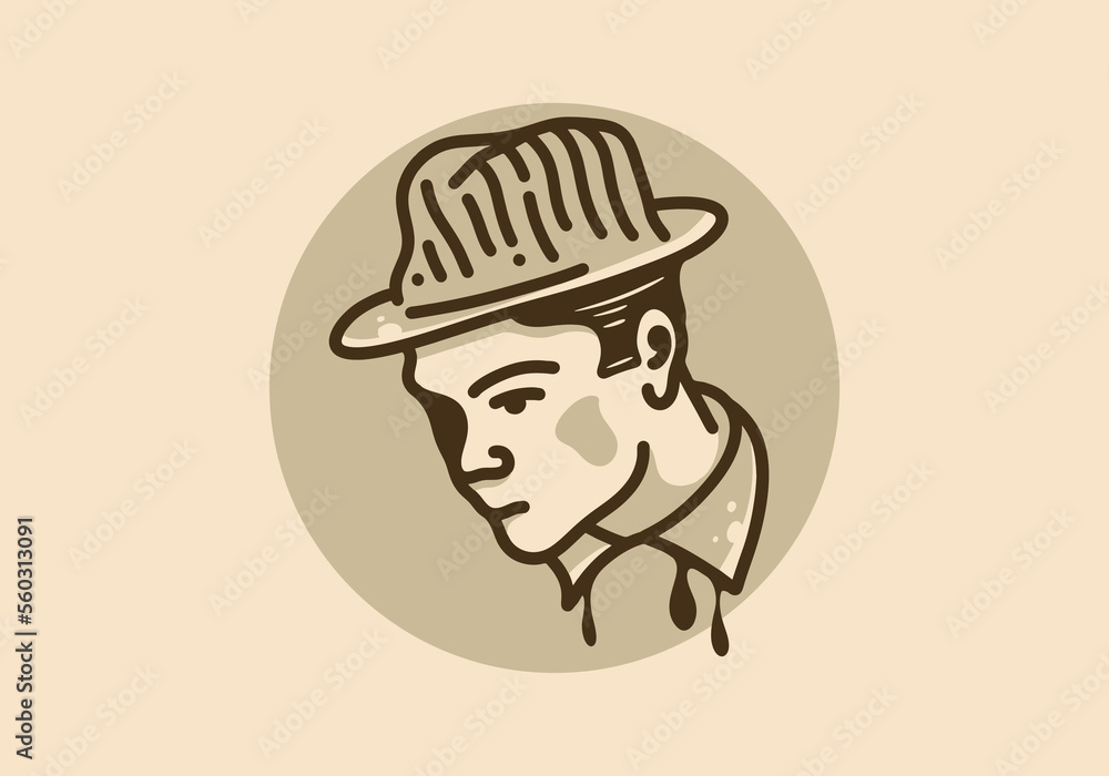 Illustration design of men wear round hats