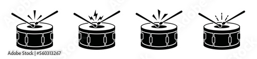Drum icon set. drum band icon. Hitting drum music symbol for apps and websites, vector illustration