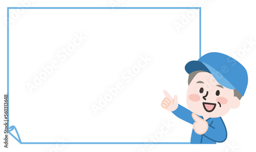 メモ紙フレームとシニア男性作業員