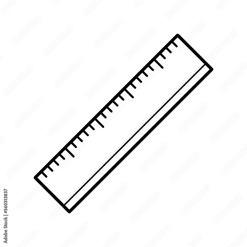 Simple And Clean Ruler Outline Vector Icon Illustration