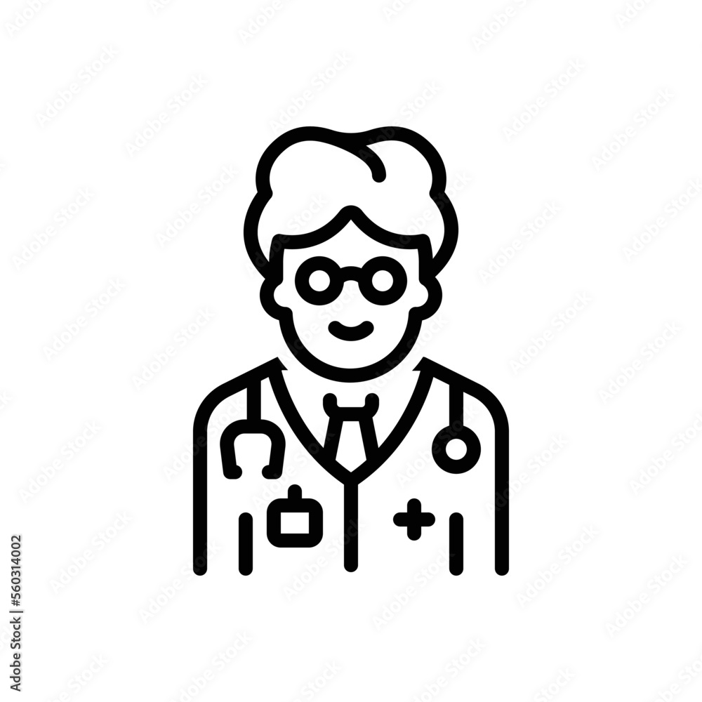 Black line icon for doctor