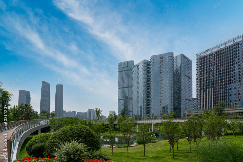 Obraz premium Hyundai Building Street View in Chengdu High -tech Zone