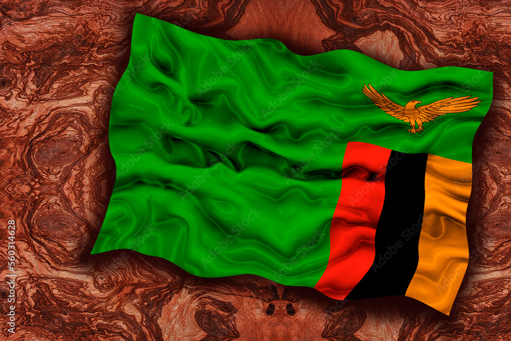 National flag  of Zambia. Background  with flag  of Zambia