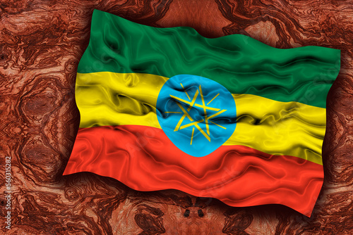 National flag of Ethiopia. Background  with flag of Ethiopia.