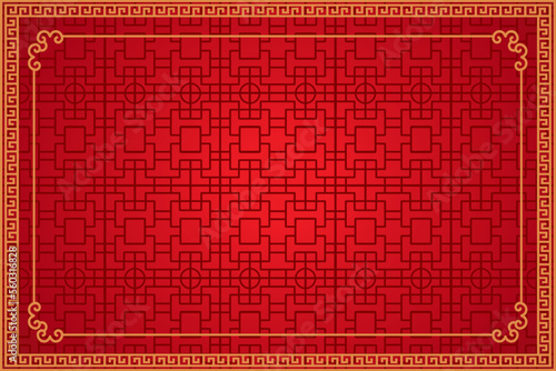 Chinese frame background. Red and gold color. Vector illustration EPS10