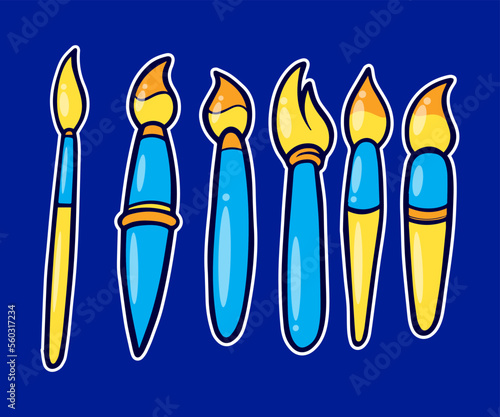 Set of paintbrush cartoon vector illustration
