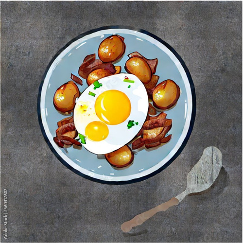 Bratkartoffeln mit Speck und Spiegelei