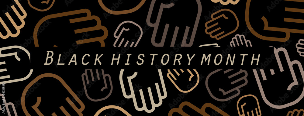 Black history month text on black background