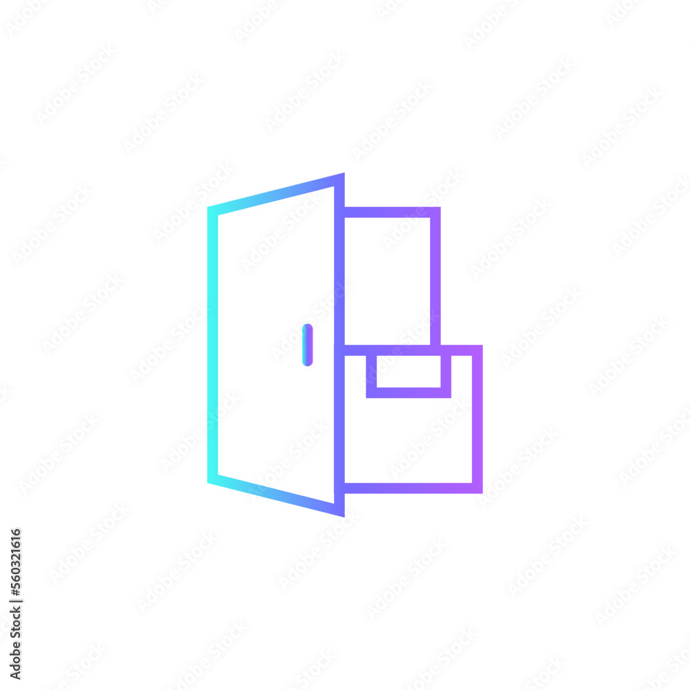 Home Delivery Delivery service icon with blue gradient outline style. Related to order tracking, delivery home, warehouse, truck, scooter, courier and cargo icons. Shipping symbol. Vector illustration