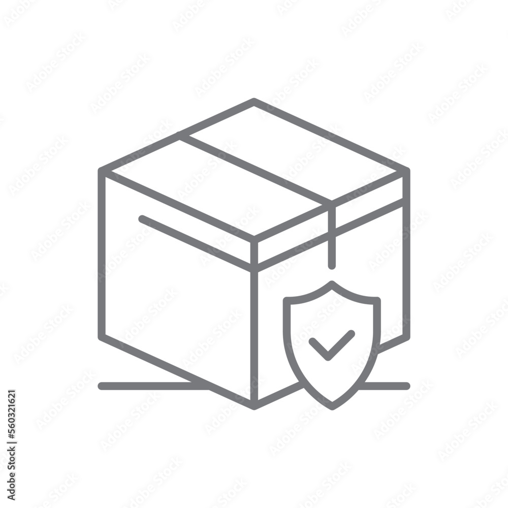 Protection Delivery service icon with black outline style. Related to order tracking, delivery home, warehouse, truck, scooter, courier and cargo icons. Shipping symbol. Vector illustration Protection Delivery service icon with black outline style. Related to order tracking, delivery home, warehouse, truck, scooter, courier and cargo icons. Shipping symbol. Vector illustration