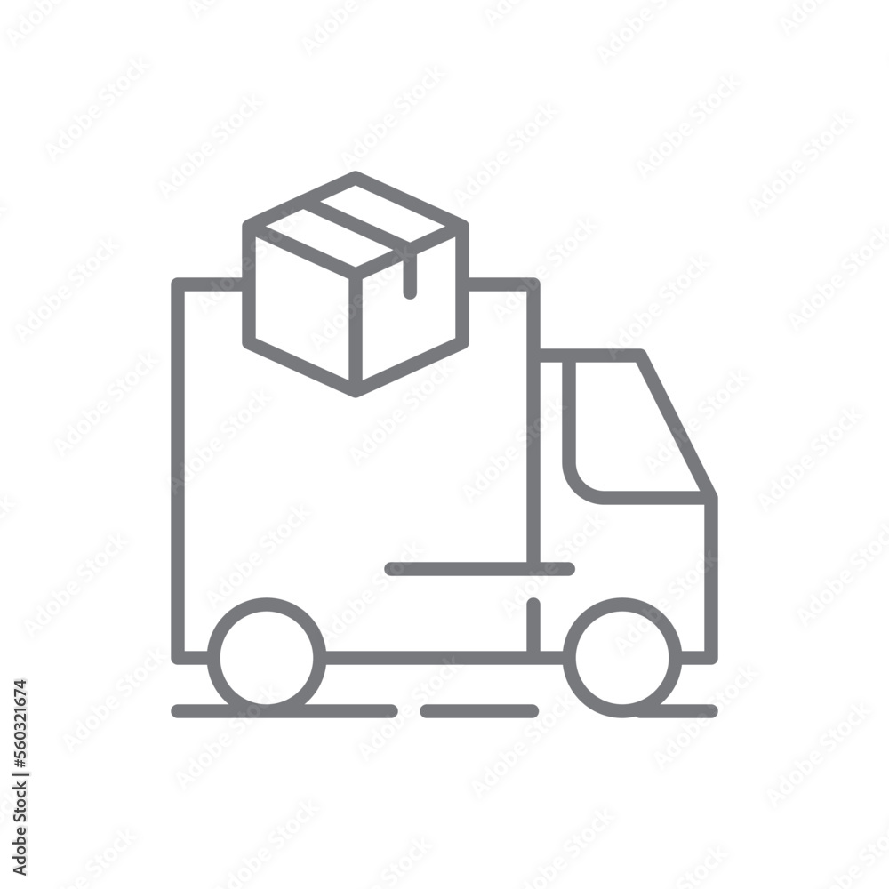 Truck Delivery service icon with black outline style. Related to order tracking, delivery home, warehouse, truck, scooter, courier and cargo icons. Shipping symbol. Vector illustration Truck Delivery service icon with black outline style. Related to order tracking, delivery home, warehouse, truck, scooter, courier and cargo icons. Shipping symbol. Vector illustration