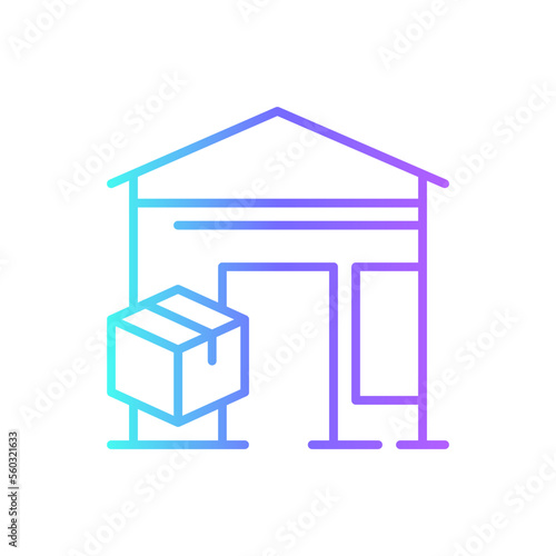 Home Delivery service icon with blue gradient outline style. Related to order tracking, delivery home, warehouse, truck, scooter, courier and cargo icons. Shipping symbol. Vector illustration