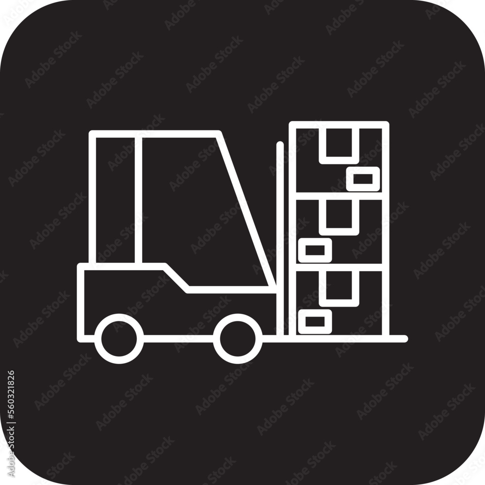 Forklift delivery service icon with black filled line style. Shipping sign symbol. Related to order tracking, delivery home, warehouse, truck, courier and cargo icons. Vector illustration Forklift delivery service icon with black filled line style. Shipping sign symbol. Related to order tracking, delivery home, warehouse, truck, courier and cargo icons. Vector illustration