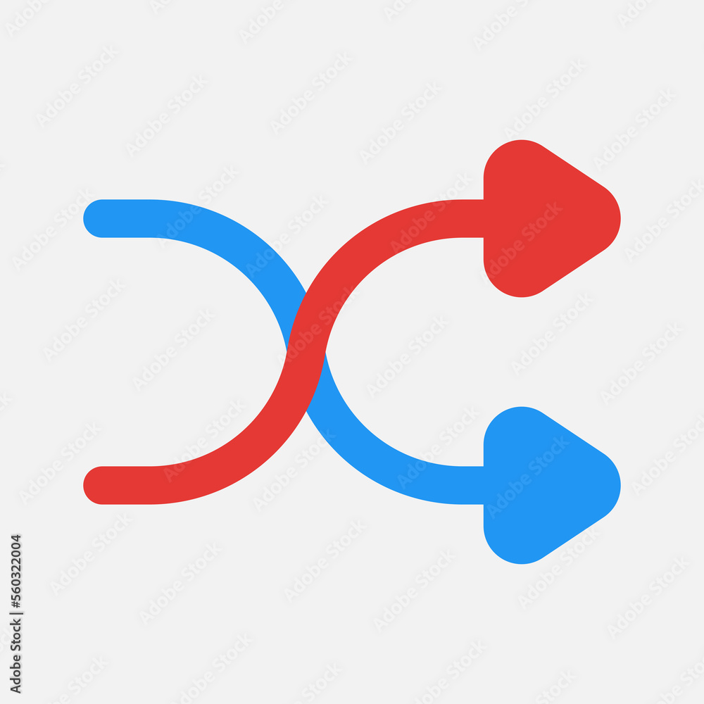 Shuffle icon in flat style about multimedia, use for website mobile app presentation Shuffle icon in flat style about multimedia, use for website mobile app presentation