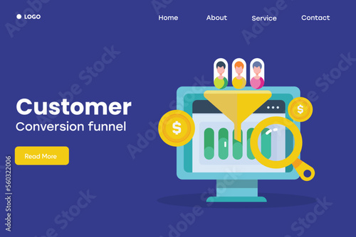 Data driven marketing and advertising campaign generating new leads, increase customer conversion business analytics software concept, web banner.