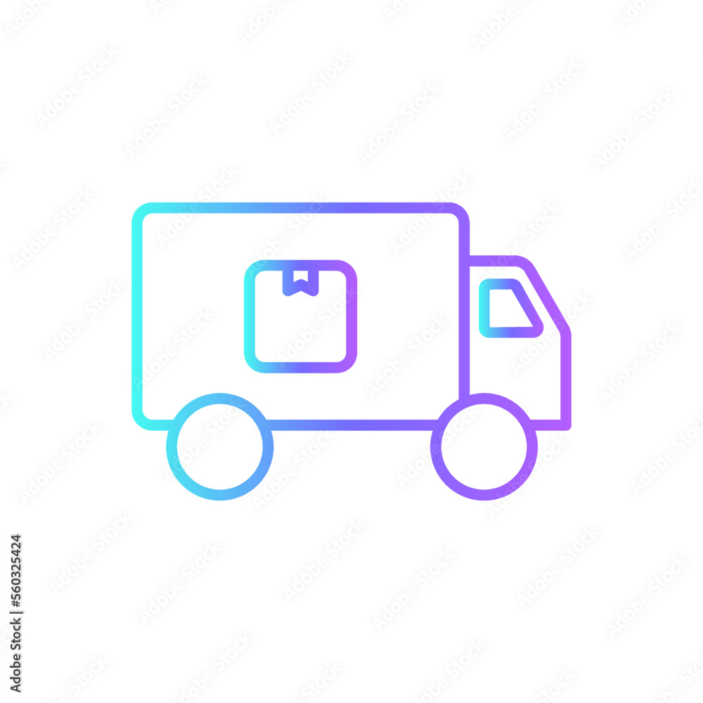 Delivery truck delivery service icons with purple blue outline style. Shipping logistics symbol sign. Simple vector illustration. Related to package, fee, fast courier Delivery truck delivery service icons with purple blue outline style. Shipping logistics symbol sign. Simple vector illustration. Related to package, fee, fast courier