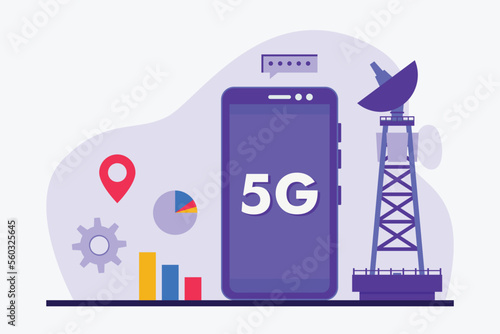 5g network technology 2d vector illustration concept for banner, website, illustration, landing page, flyer, etc