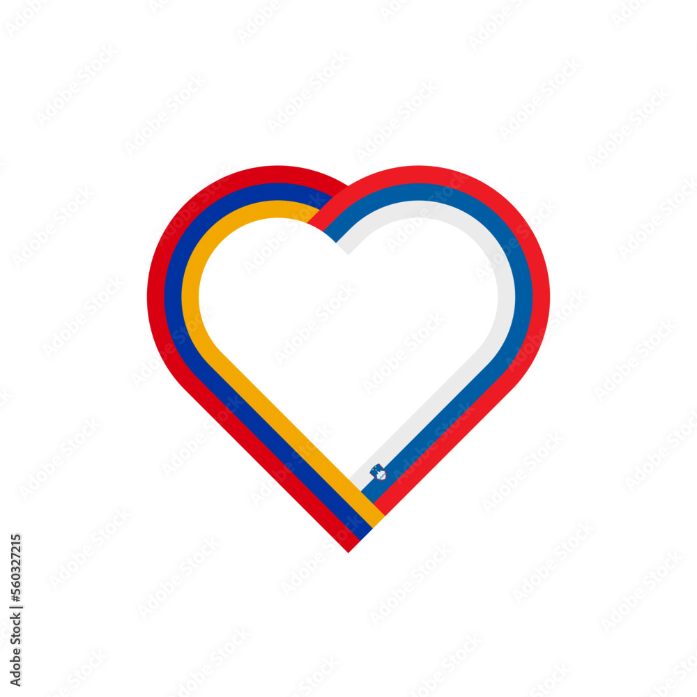 unity concept. heart ribbon icon of armenia and slovenia flags. vector illustration isolated on white background unity concept. heart ribbon icon of armenia and slovenia flags. vector illustration isolated on white background