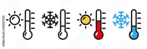 Thermometer hot and cold temperature vector icon illustration