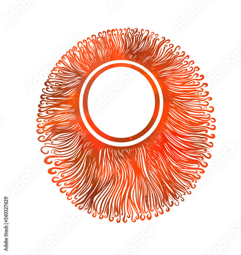Orange graphic sun frame. Vector illustration